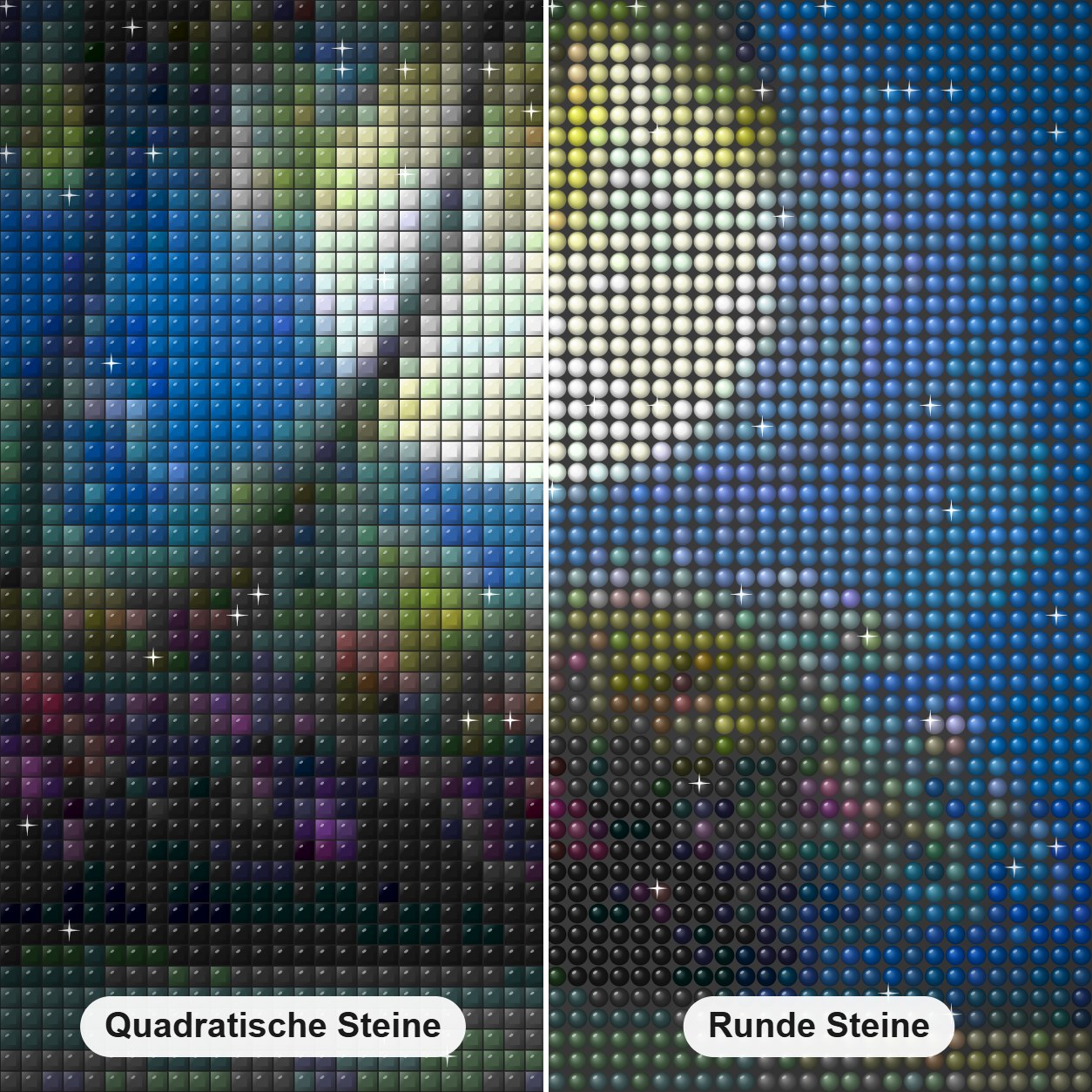 Mond- und Seelandschaft Painting Kit Diamond Painting Nahaufnahme mit quadratischen und runden Steinen