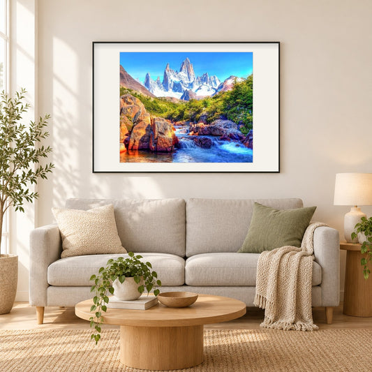 Monte Fitz Roy - Südamerika als gerahmtes Diamond Painting im Wohnzimmer