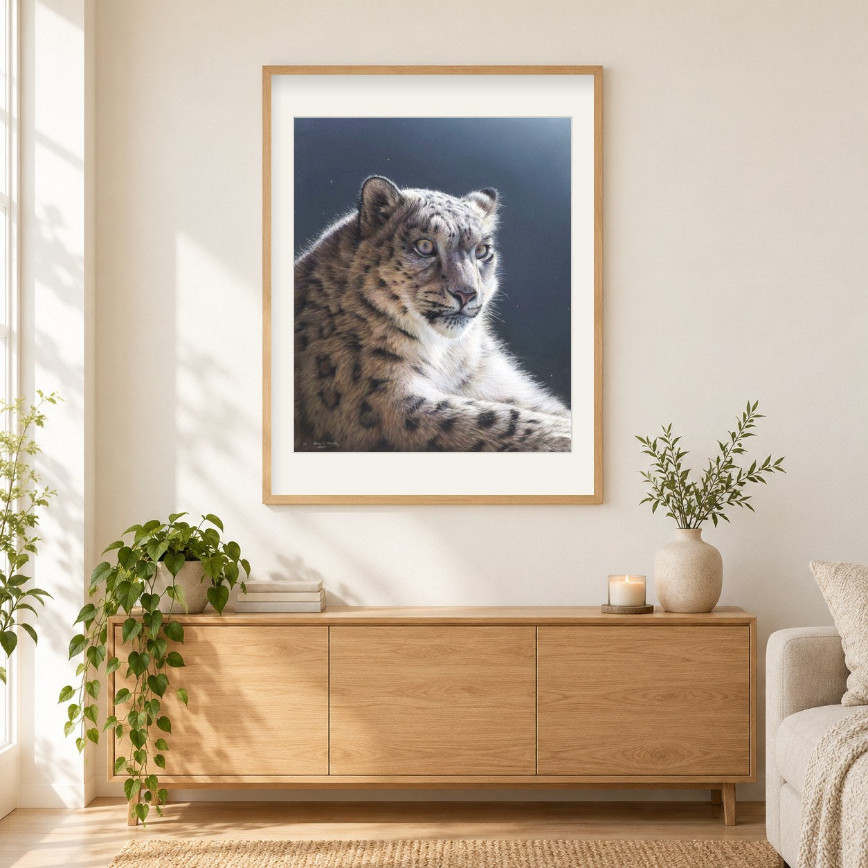 Mondschein -  Kunst des Eric Wilson als gerahmtes Diamond Painting im Wohnzimmer