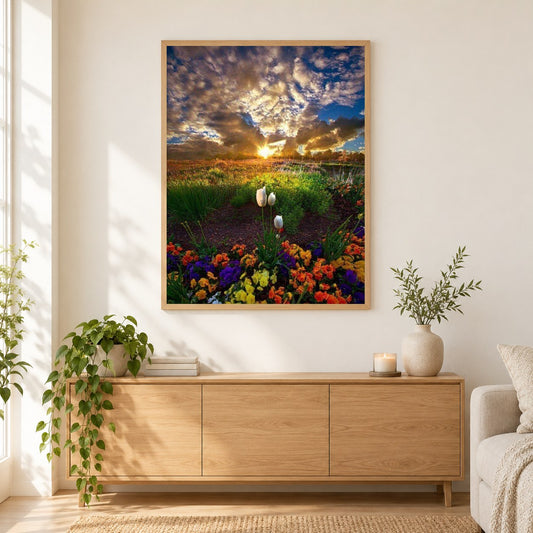 Natur im Himmel als gerahmtes Diamond Painting im Wohnzimmer