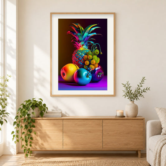 Die farbenfrohe Obstlandschaft der Natur als gerahmtes Diamond Painting im Wohnzimmer