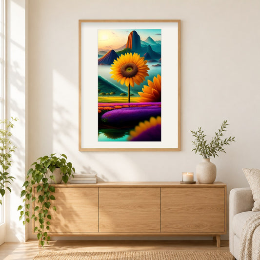 Die unendlichen Freuden der Natur als gerahmtes Diamond Painting im Wohnzimmer
