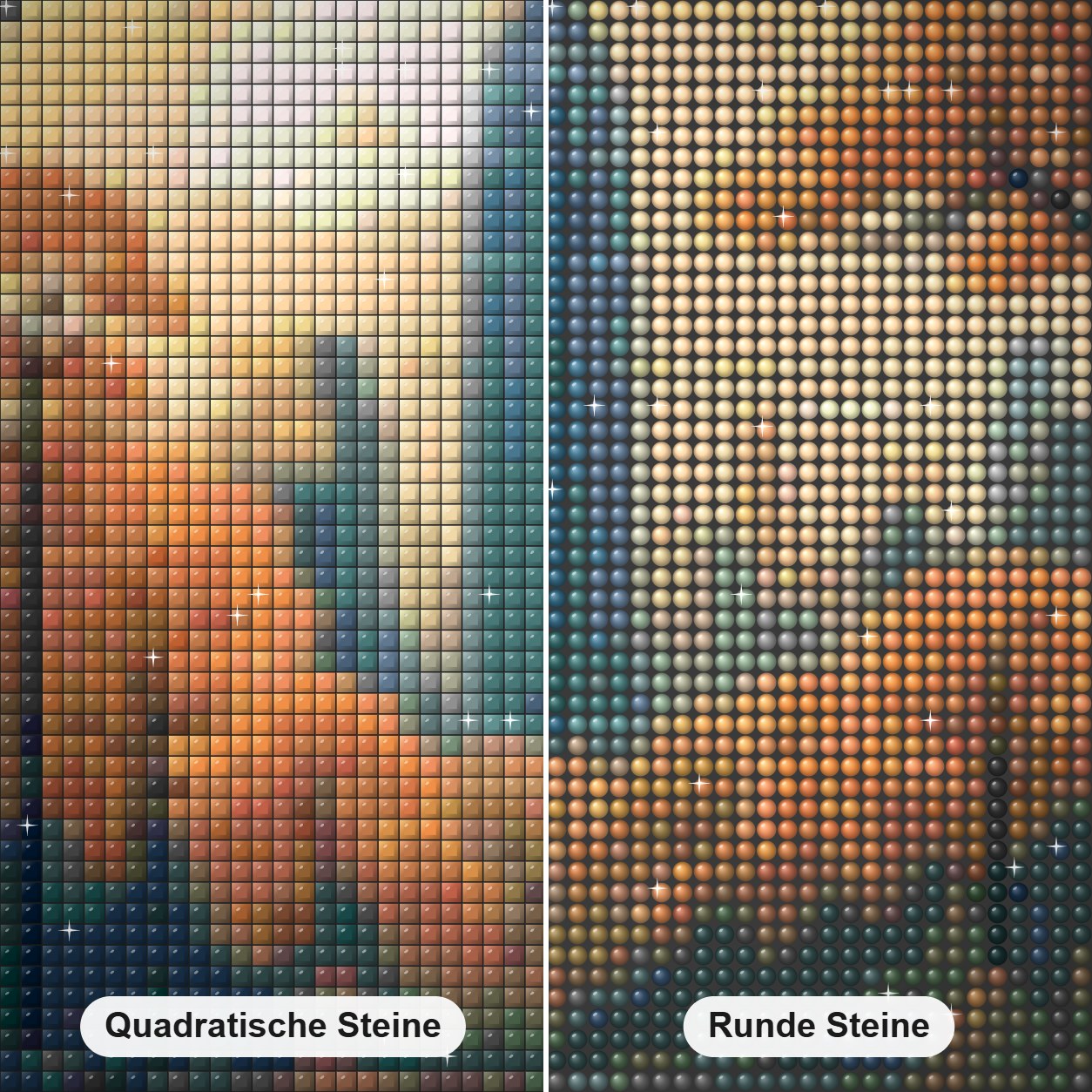 New York USA Diamond Painting Nahaufnahme mit quadratischen und runden Steinen