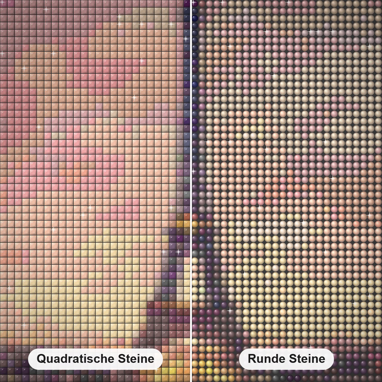 Paris Schönheit - Eiffelturm Diamond Painting Nahaufnahme mit quadratischen und runden Steinen