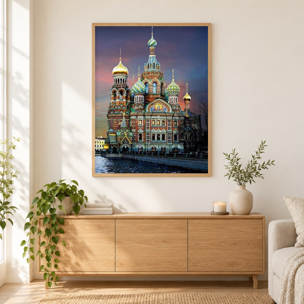 Retter auf dem vergossenen Blut - Church DIY Painting als gerahmtes Diamond Painting im Wohnzimmer