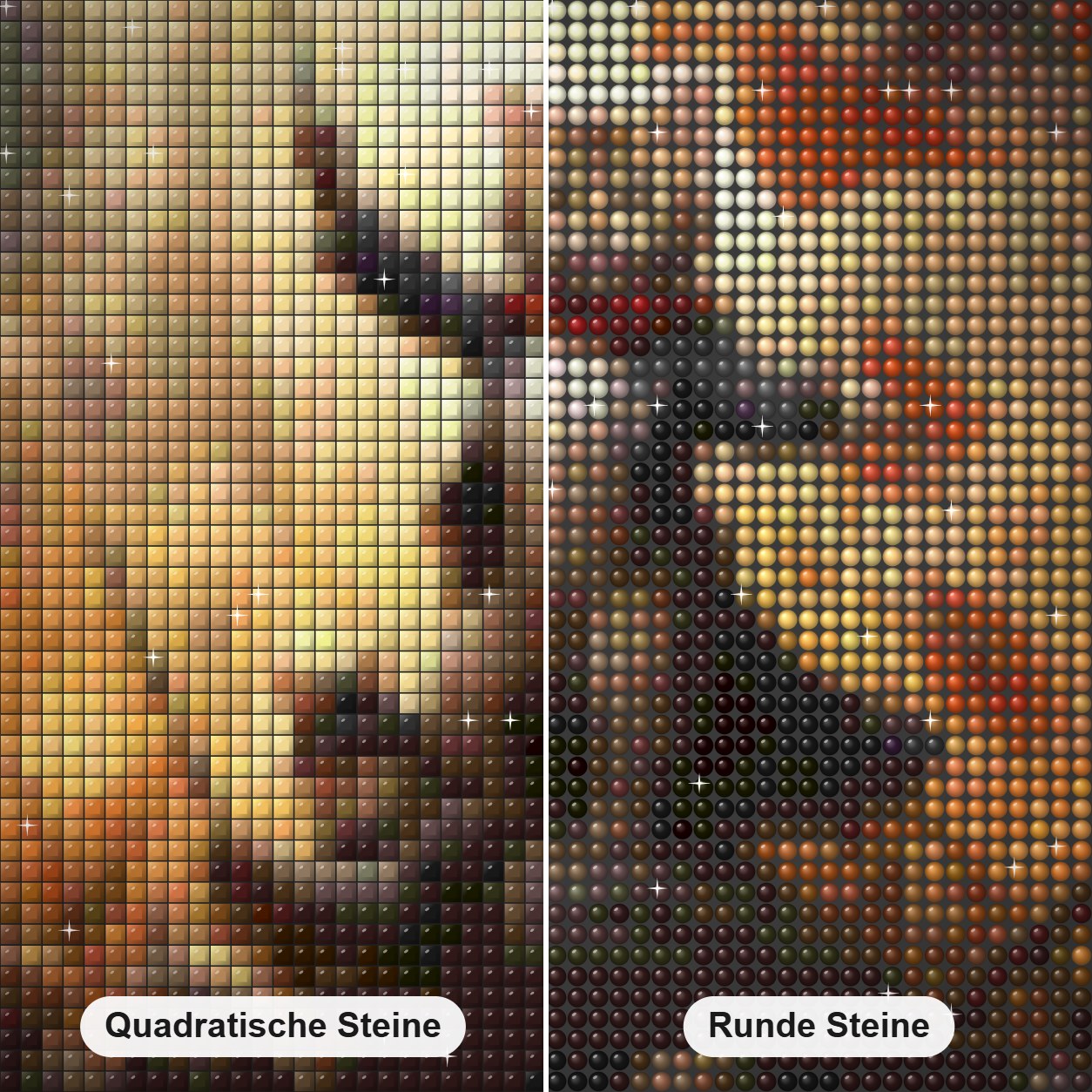 Herrscher der Welt sind hier Diamond Painting Nahaufnahme mit quadratischen und runden Steinen