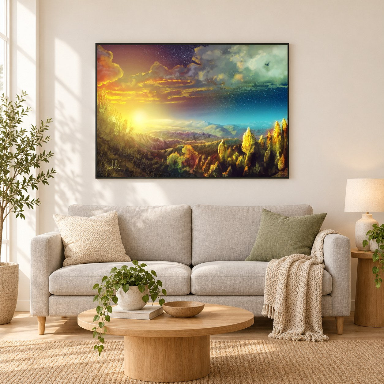 San Juan Schlucht - Kunst des Jean Guillet als gerahmtes Diamond Painting im Wohnzimmer