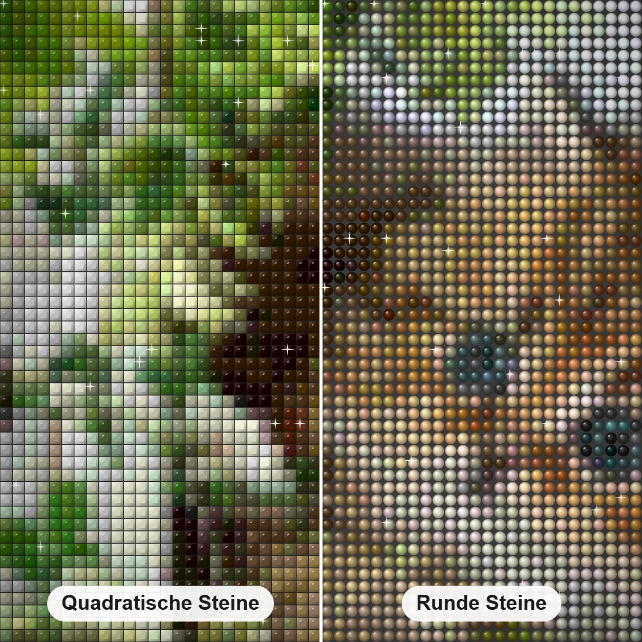 Schöne Katze und Schmetterling Diamond Painting Nahaufnahme mit quadratischen und runden Steinen
