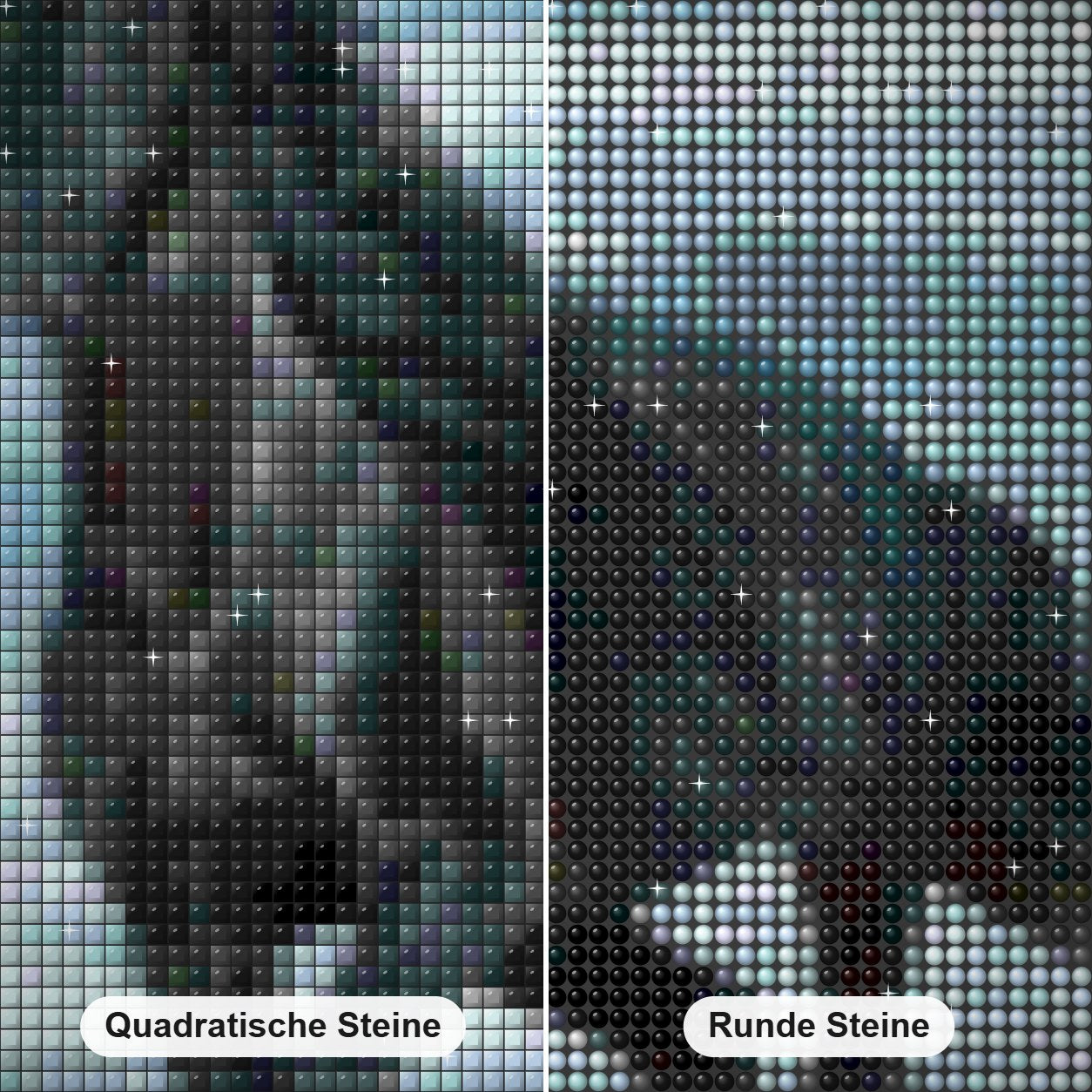 Schwarzes Pferd läuft im Wasser Diamond Painting Nahaufnahme mit quadratischen und runden Steinen