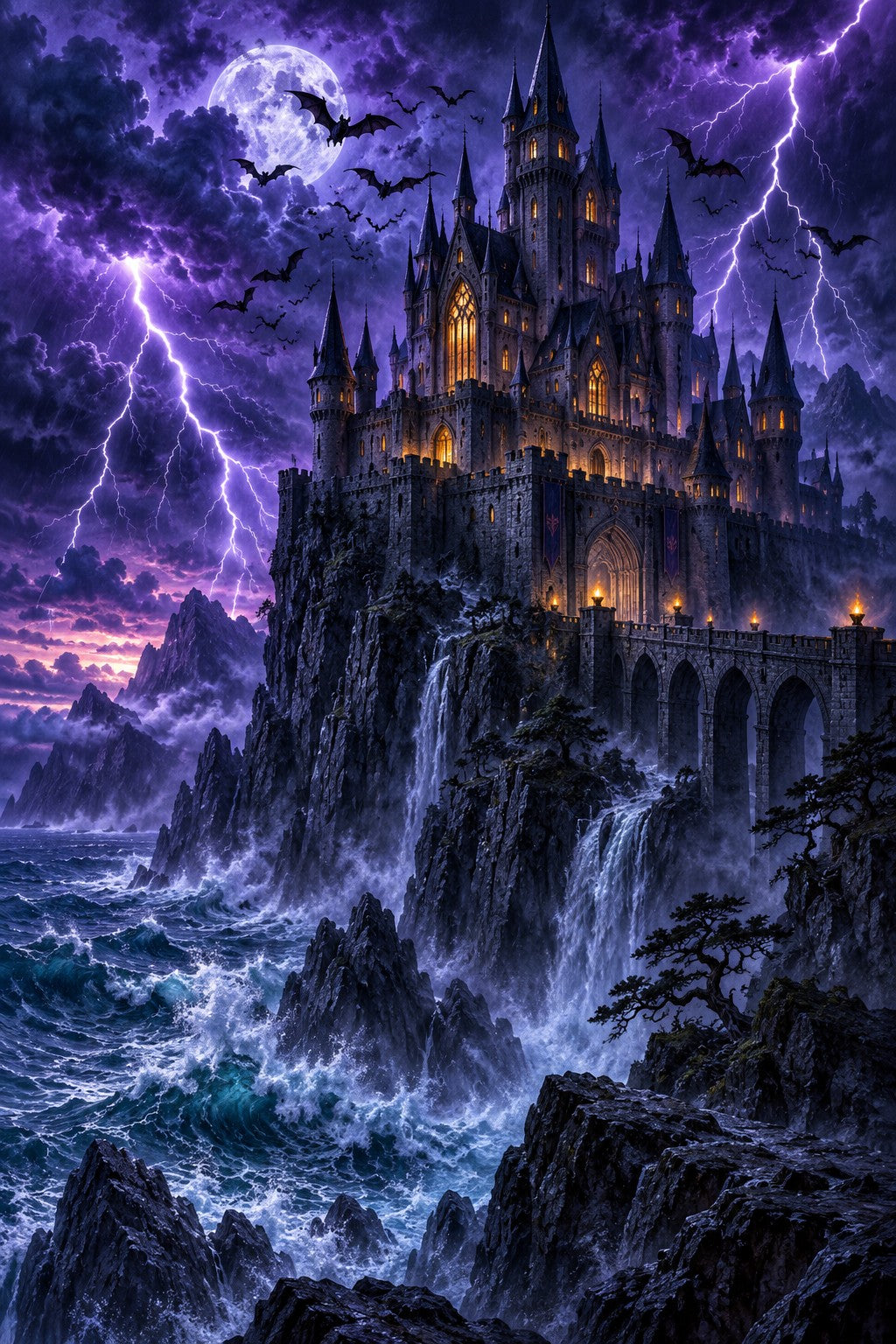 Spukschloss im Gewitter Diamond Painting