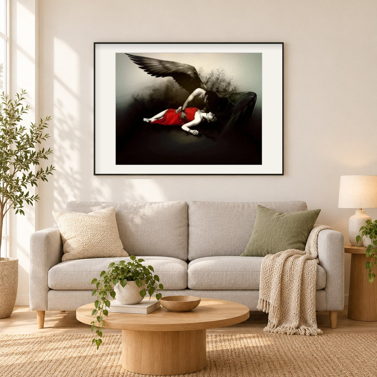 Sterben in Ihren Armen als gerahmtes Diamond Painting im Wohnzimmer