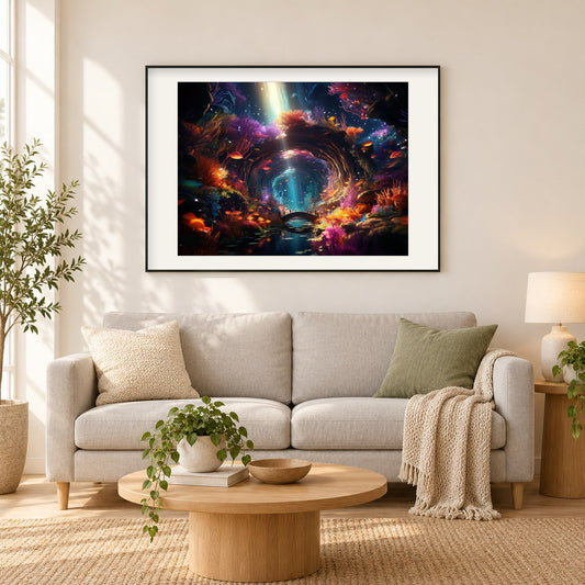 Die Schönheit der Unterwasserwelt als gerahmtes Diamond Painting im Wohnzimmer