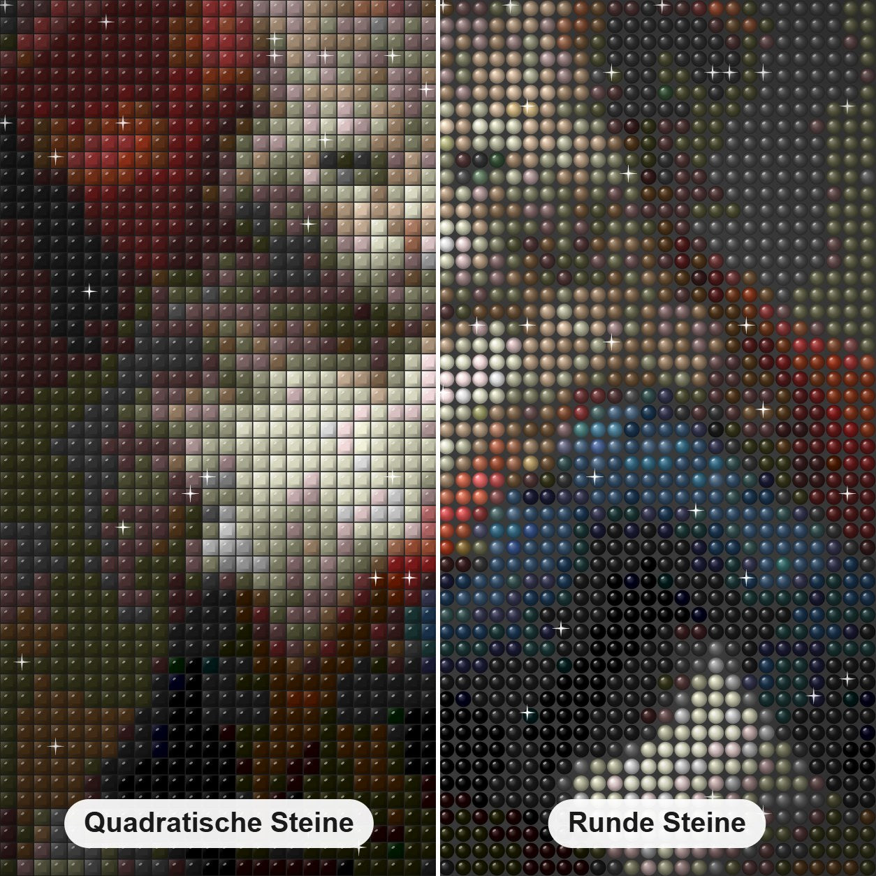 Die Kaiserin-Katzendame Diamond Painting Nahaufnahme mit quadratischen und runden Steinen