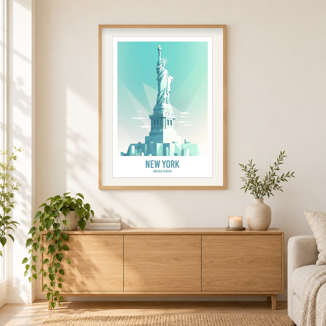 Vereinigte Staaten New York als gerahmtes Diamond Painting im Wohnzimmer