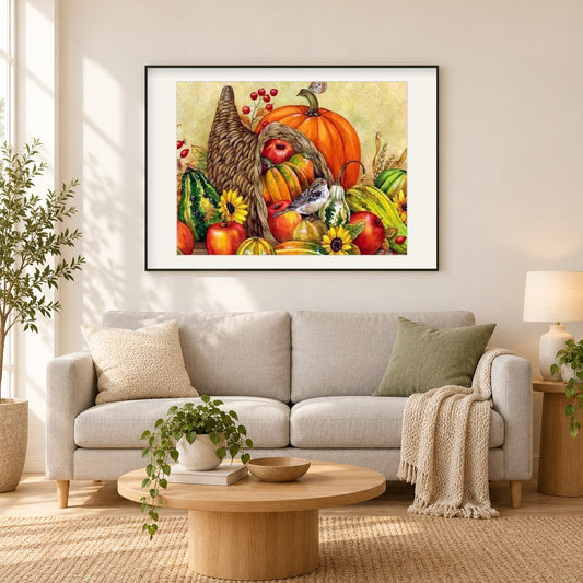 Vintage danke als gerahmtes Diamond Painting im Wohnzimmer
