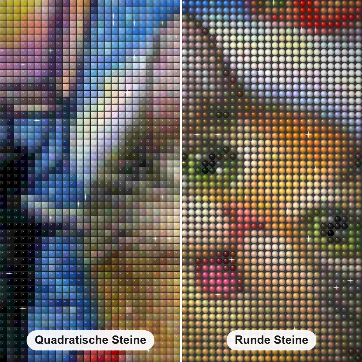 Weihnachtskatze mit Liederbuch Diamond Painting Nahaufnahme mit quadratischen und runden Steinen