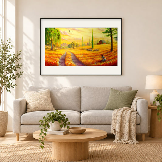 Wildblumen Diamond Painting von Liam Kelly als gerahmtes Diamond Painting im Wohnzimmer