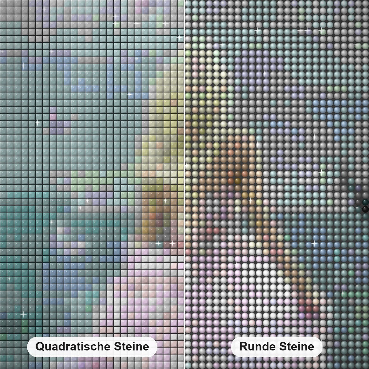 Wunderschöne Dame, die im Ozean steht Diamond Painting Nahaufnahme mit quadratischen und runden Steinen