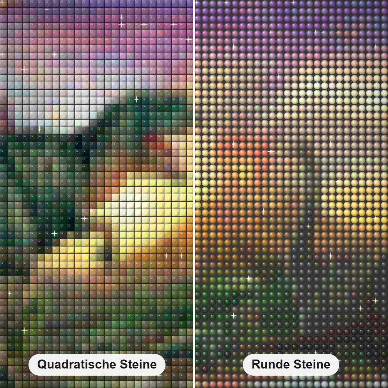 Wütende Dinosaurier Diamond Painting Nahaufnahme mit quadratischen und runden Steinen