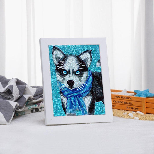 Husky mit Schal Speziell Diamond Painting - Diamond Painting