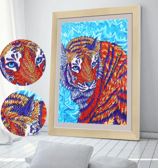 Roter Tiger – Diamant in Sonderform - Diamond Painting
