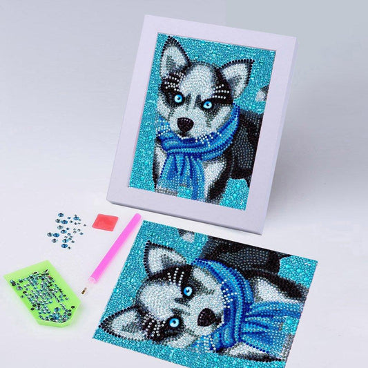 Husky mit Schal Speziell Diamond Painting - Diamond Painting