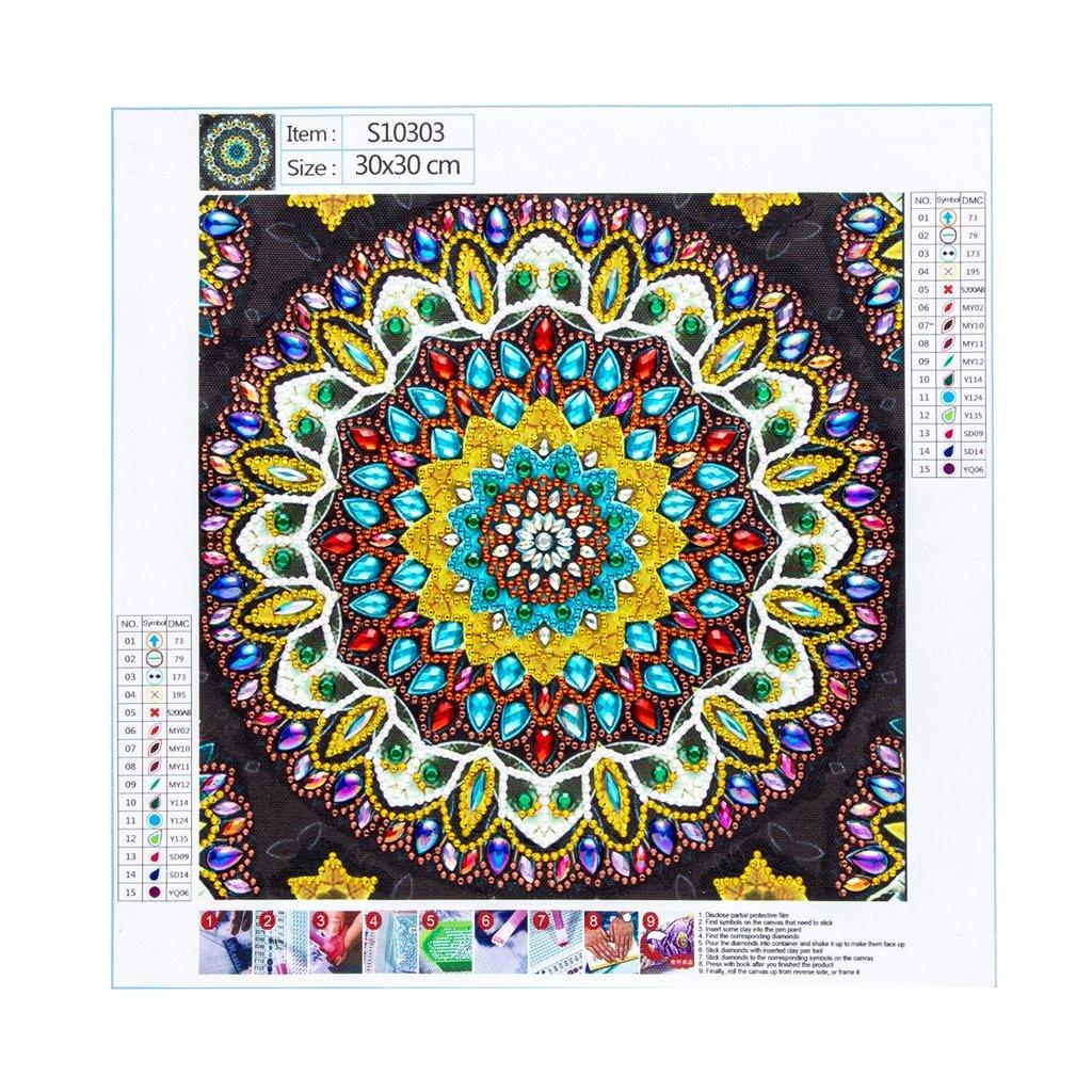 Bunte fantastische Mandala-Kunst - Teilbohrer - Diamond Painting