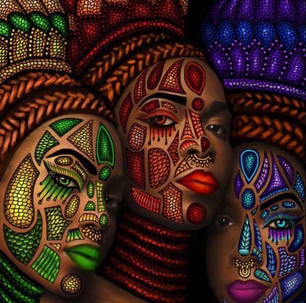 Afrikanischer Stamm Frauen Gesichtsmalerei - Diamond Painting