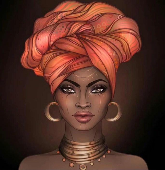 Afrikanische Frau mit Kopfwickel - Diamond Painting