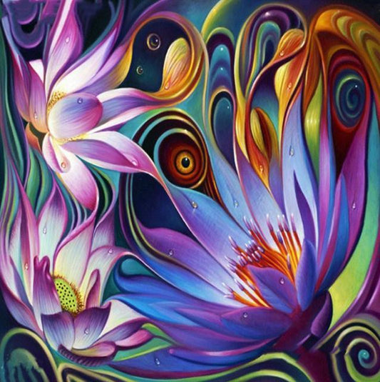 Erstaunliche Lotuskunst - Farbe durch Diamanten - Diamond Painting