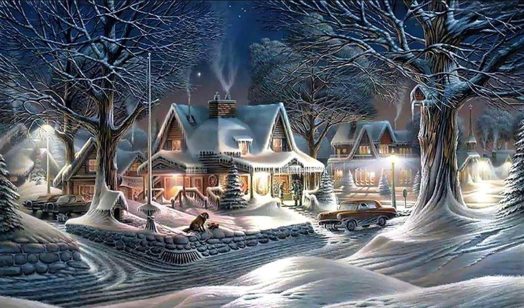 Erstaunliche Winternacht & Schnee - Diamond Painting