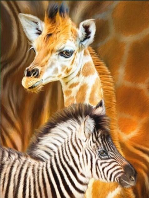 Baby Giraffe & Zebra Diamond Painting - Diamond Painting