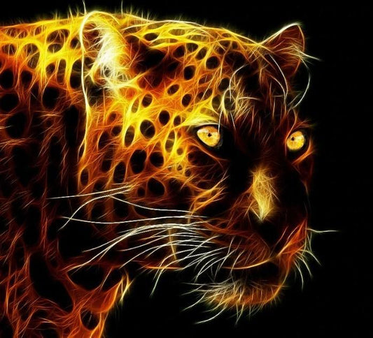 Flammender afrikanischer Leopard - Farbe von Diamanten - Diamond Painting