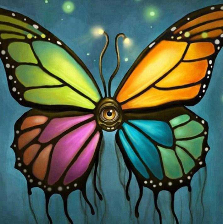 Heller farbiger beobachtender Schmetterling - Diamond Painting