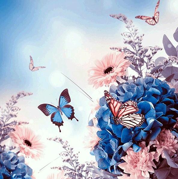 Schmetterlinge fliegen zum Himmel - Diamond Painting