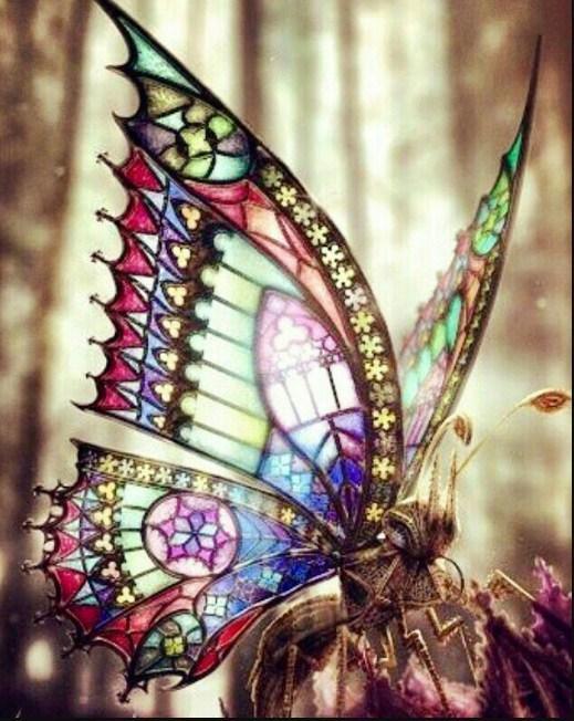 Schmetterling mit bunten Glasflügeln - Diamond Painting