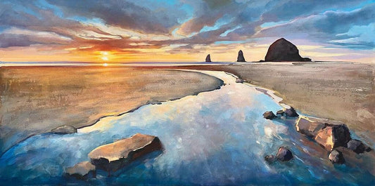 Kanonen-Strand-Sonnenuntergang - Kunst des Linda Wilder - Diamond Painting