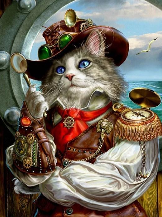 Kapitän Katze - Malen mit Diamanten - Diamond Painting