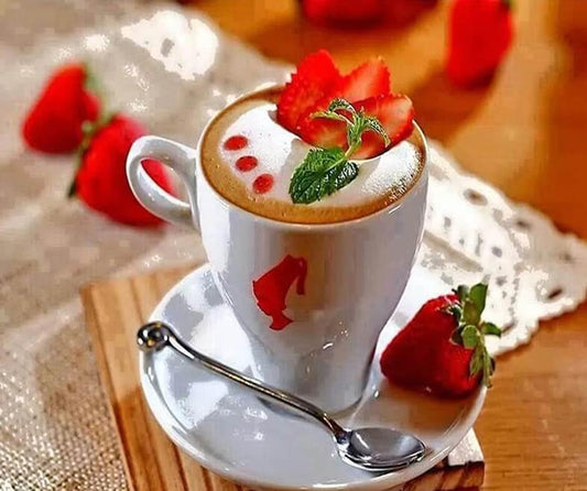 Kaffeetasse & Erdbeeren - Diamond Painting