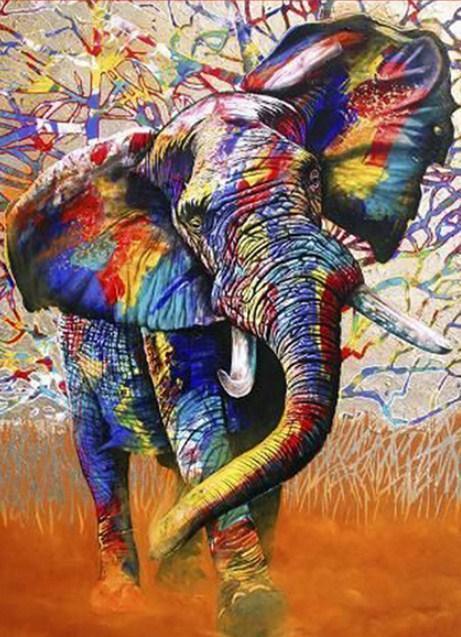 Bunte afrikanische ElefantenDiamond Painting - Diamond Painting