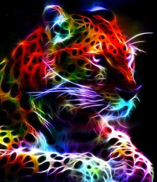 Buntes Neon-Leoparden Diamond Painting - Diamond Painting