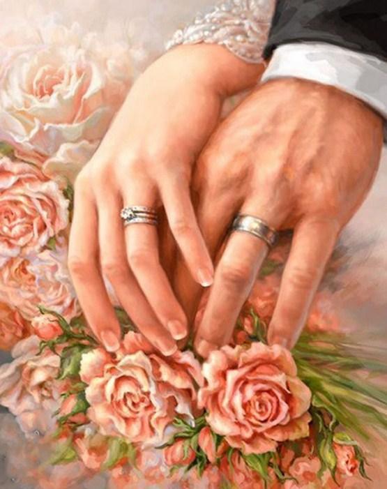 Paar, das Rosen pflückt - Diamond Painting