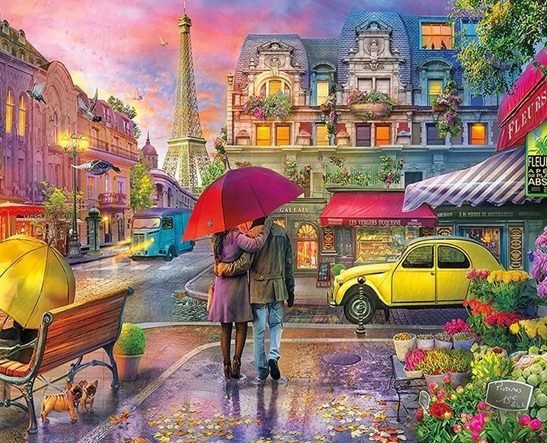 Paar auf Pariser Straßen - Diamond Painting