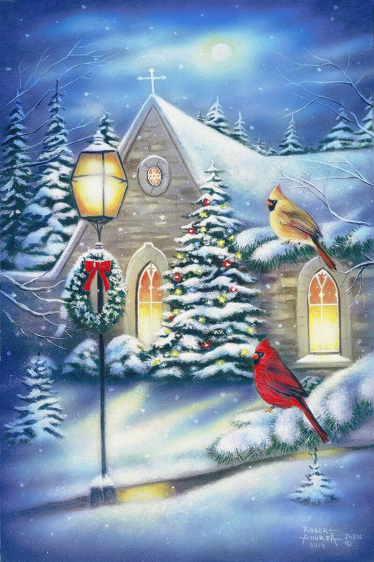 Hof Kardinäle Weihnachten -Kunst des Robert Andrea - Diamond Painting