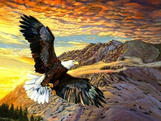 Adler fliegt durch Berge - Diamond Painting