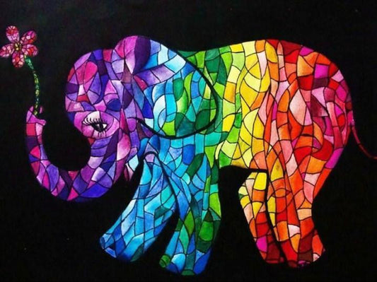 Elefantenkunst Glasmalerei Diamond Painting - Diamond Painting