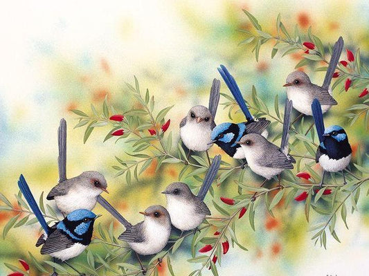 Eurasische Elstern - Malen durch Diamanten - Diamond Painting