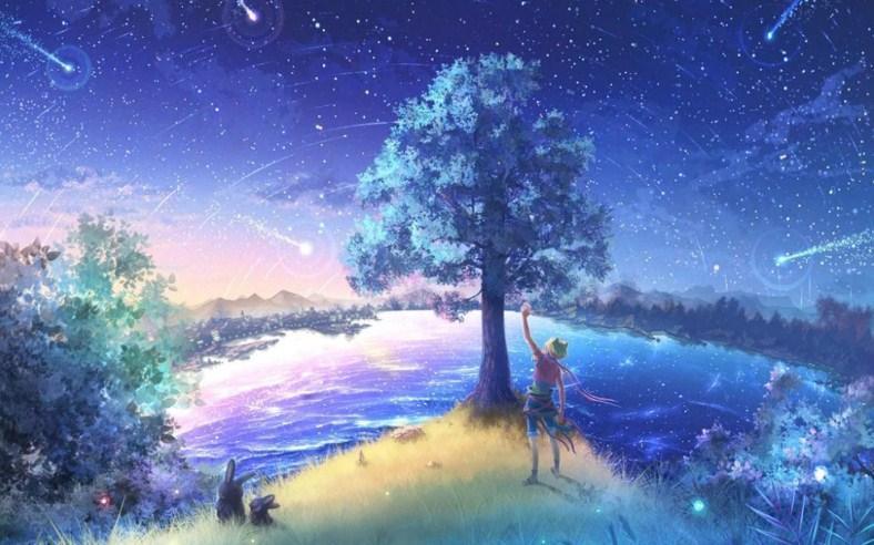 Anime-Landschaft der Sternschnuppen - Diamond Painting