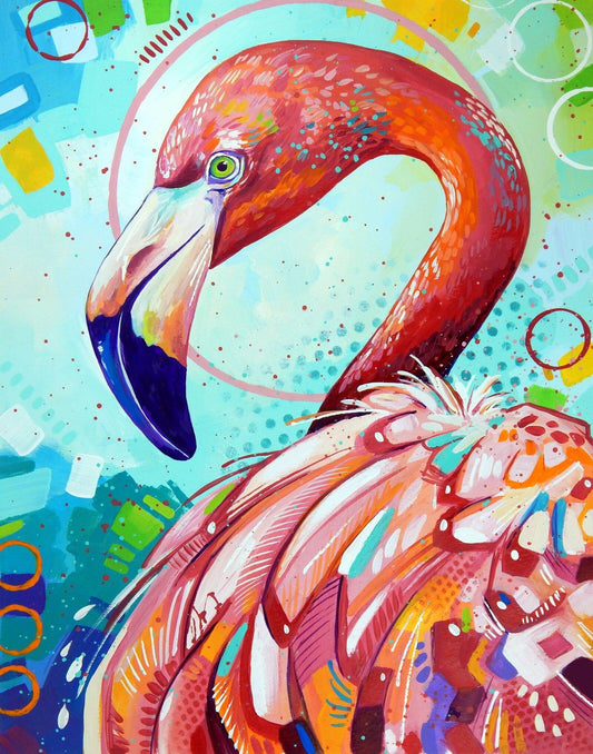 Flamingo an einem sonnigen Tag - Kunst des Sandra Trubin - Diamond Painting