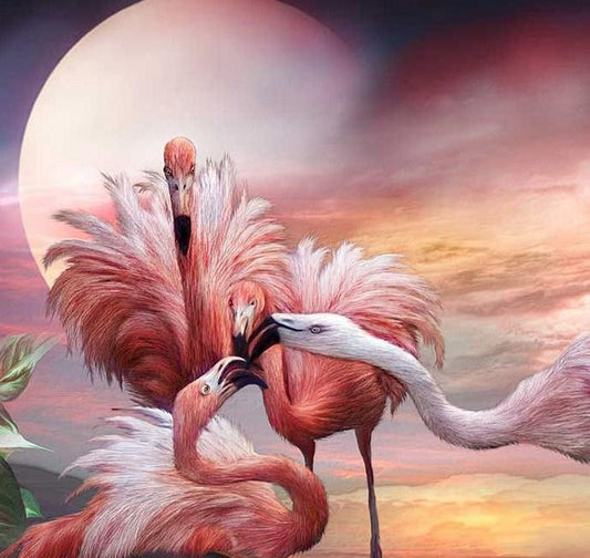Flamingos Kuss - Malen mit Diamanten - Diamond Painting